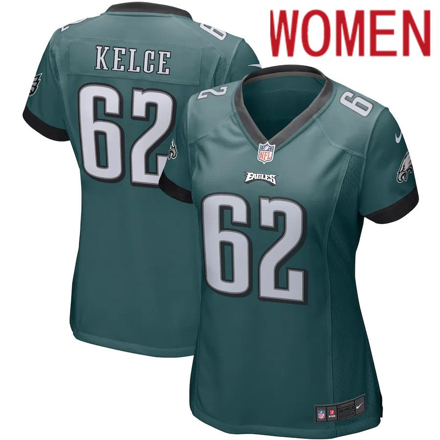 Women Philadelphia Eagles 62 Jason Kelce Nike Green Game Player NFL Jersey
